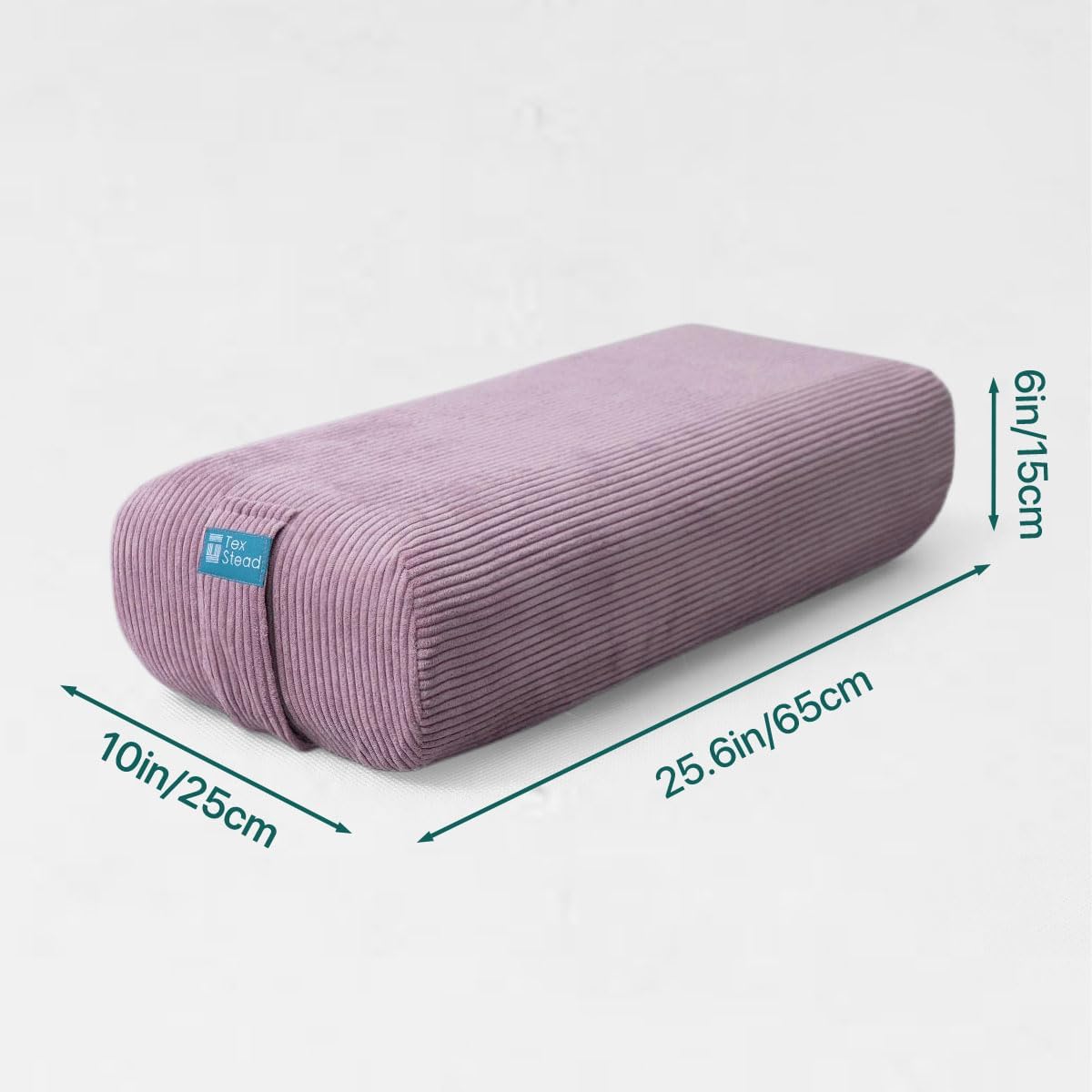 Yoga Bolster Pillow for Meditation and Support - Rectangular Foam Cushion with Removable Corduroy Cover, Machine Washable Suede-like Pillowcase & Convenient Carry Handles for Men Women Purple 1PC