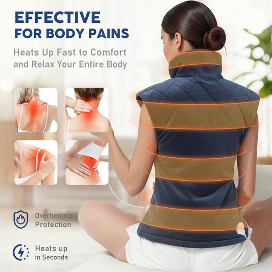 Weighted Neck & Shoulder Heating Pad for Pain Relief | | 6 Heat Settings, 2H Auto‑Off | Home & Office Use, Birthday Gifts for Men Women Dad Mom