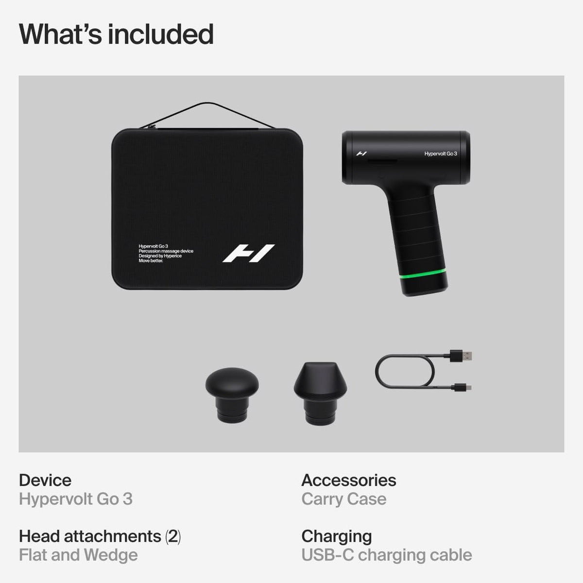 Hypervolt Go 3 Percussion Massage Gun Lightweight with Carry Case
