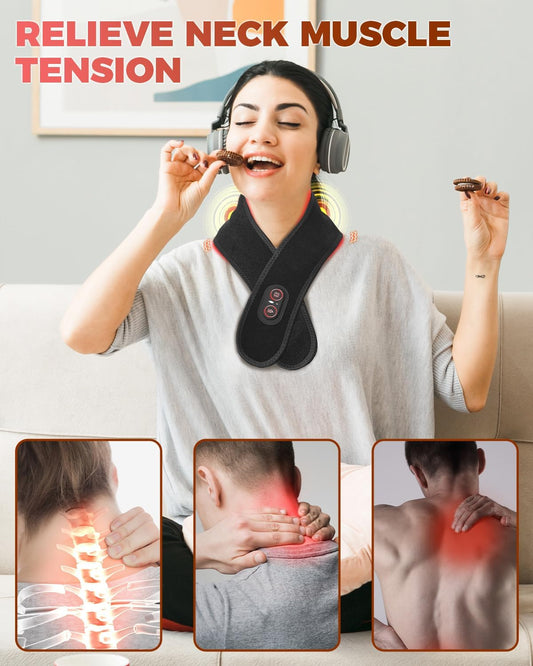 Red Light Therapy for Neck and Shoulders Wrap, Neck Massager with Heat