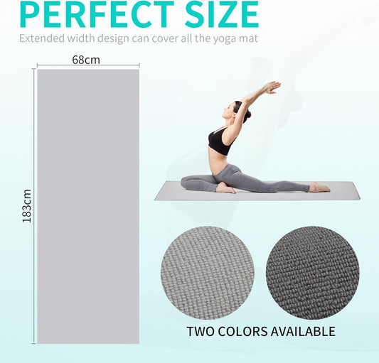 2 Pack Yoga Mat Towels with Grip Dot,Anti-Slip Hot Yoga Towel,Absorbent Microfiber Sweat Mat Cover Towel,Bikram Pilates Fitness