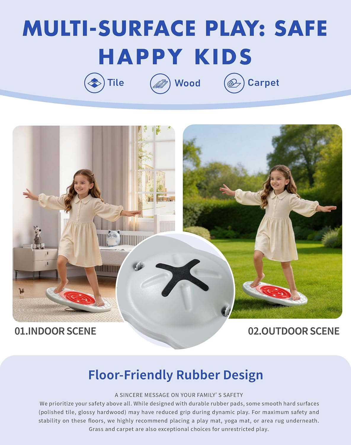 2-in-1 Kids Maze Balance Board, 3 Swappable Labyrinths & 3 Challenge Balls, Non-Slip Rubber Base Wobble Board for Core Training, Skate Prep & ADHD Focus, Ages 3-12