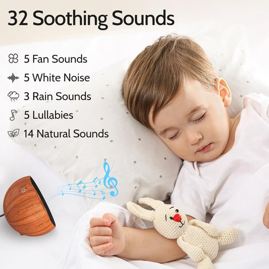 Portable Sound Machine White Noise Machine for Baby Kids Adults Sleeping with 32 Soothing Sounds 32 Volume Levels Brown Noise Machine with 4 Timer Memory Funtion for Travel Office Privacy