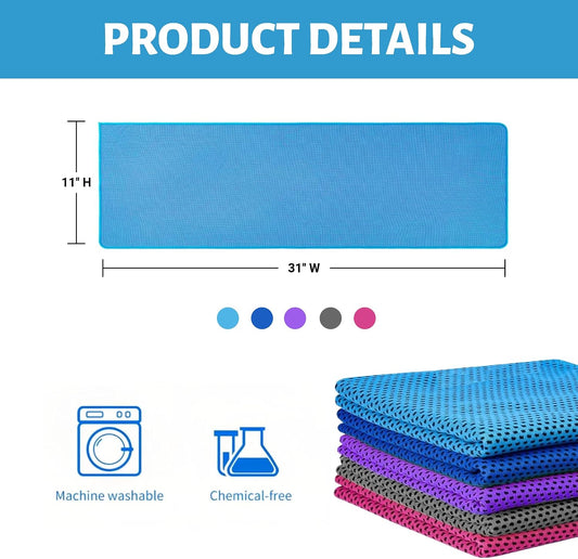 5 Pack Cooling Towel 31"x11", Microfiber Gym Towels for Men and Women,Soft Breathable Chilly Towe for Yoga, Running, Workout,Gym, Camping, Fitness, Workout
