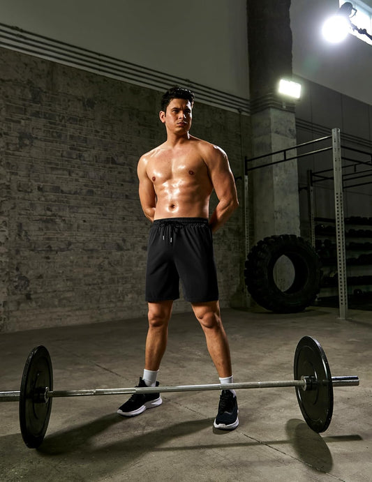 Mens Athletic Shorts 7 Inch Quick Dry Stretch Lightweight Gym Workout Shorts with Pockets