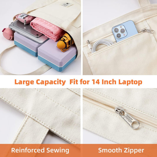 Yoga Bags for Women with Yoga Mats Bags Carrier Carryall Canvas Tote for Pilates Shoulder for Travel Office Beach Workout