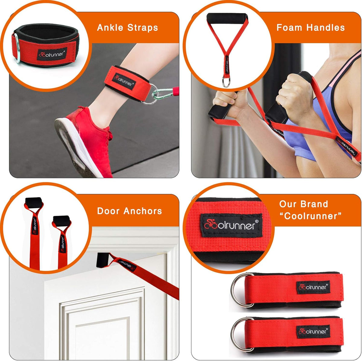 14 PCS Resistance Bands Set, Exercise Tubes, 20lbs to 40lbs Workout Bands with Handles Protective Nylon Sleeves Door Anchor Ankle Strap, Elastic Exercise Bands for Men Women - up to 150lbs