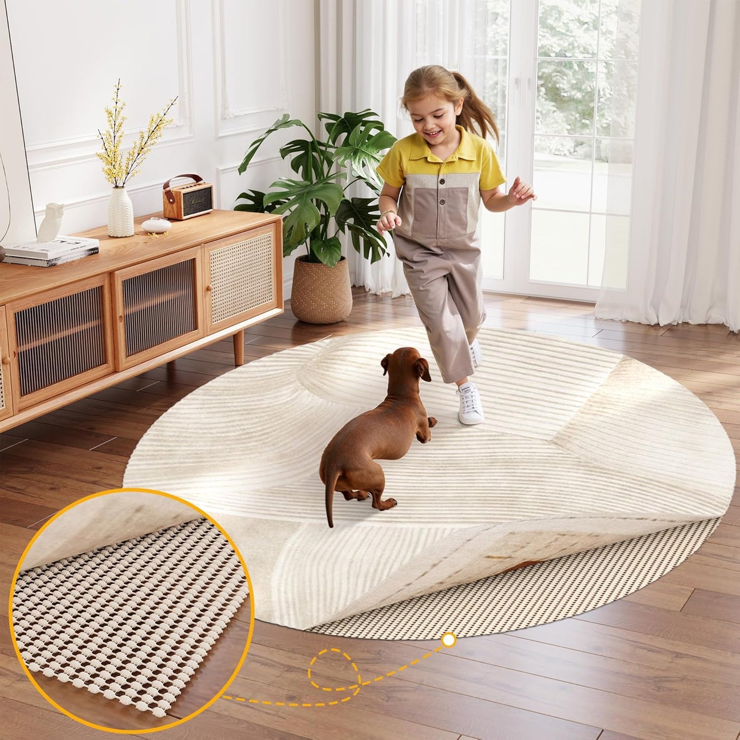 Non-Slip Rug Pad Gripper 2x8 Feet, Thick Cushioned Carpet Pad for Hardwood Floors, Anti Skid Mat for Kitchen Hallway Runner, Strong Grip Drawer Shelf and Cabinet Liner
