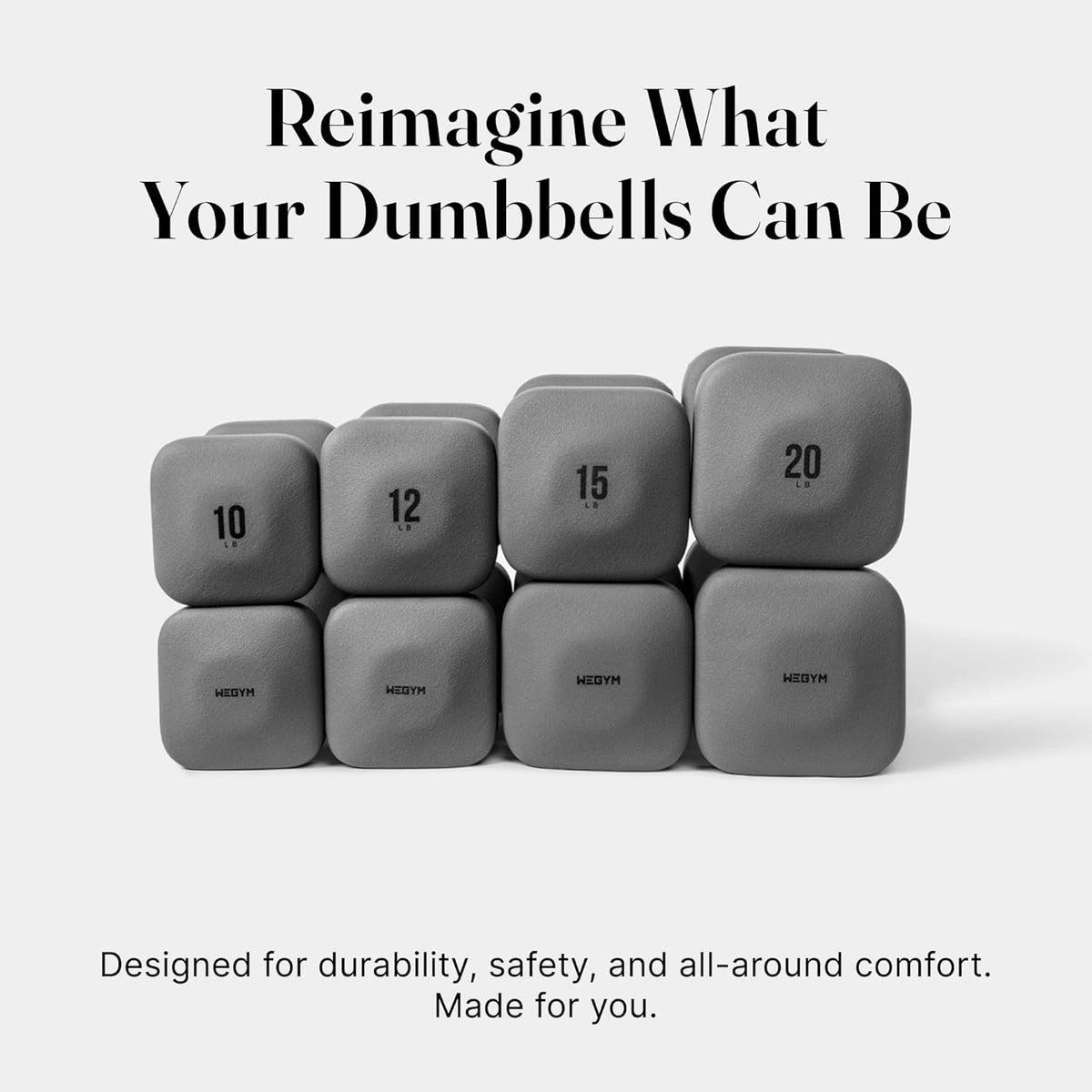 Square Dumbbell Set for Home Gym, Free Weights for Strength Training