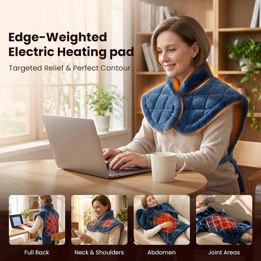 Heating Pad for Neck, Shoulders and Back, FSA Eligible HSA Eligible Electric Heat Pad, Edge-Weighted Design, Fast Heating, ETL Certified, Gift for Women Men 24"x33"
