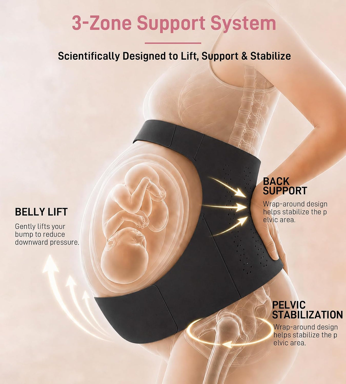 "EasySupport” One Piece Pregnancy Belly Band, Maternity Support Belt, Back & Pelvic Pain Relief, Pregnant Underwear