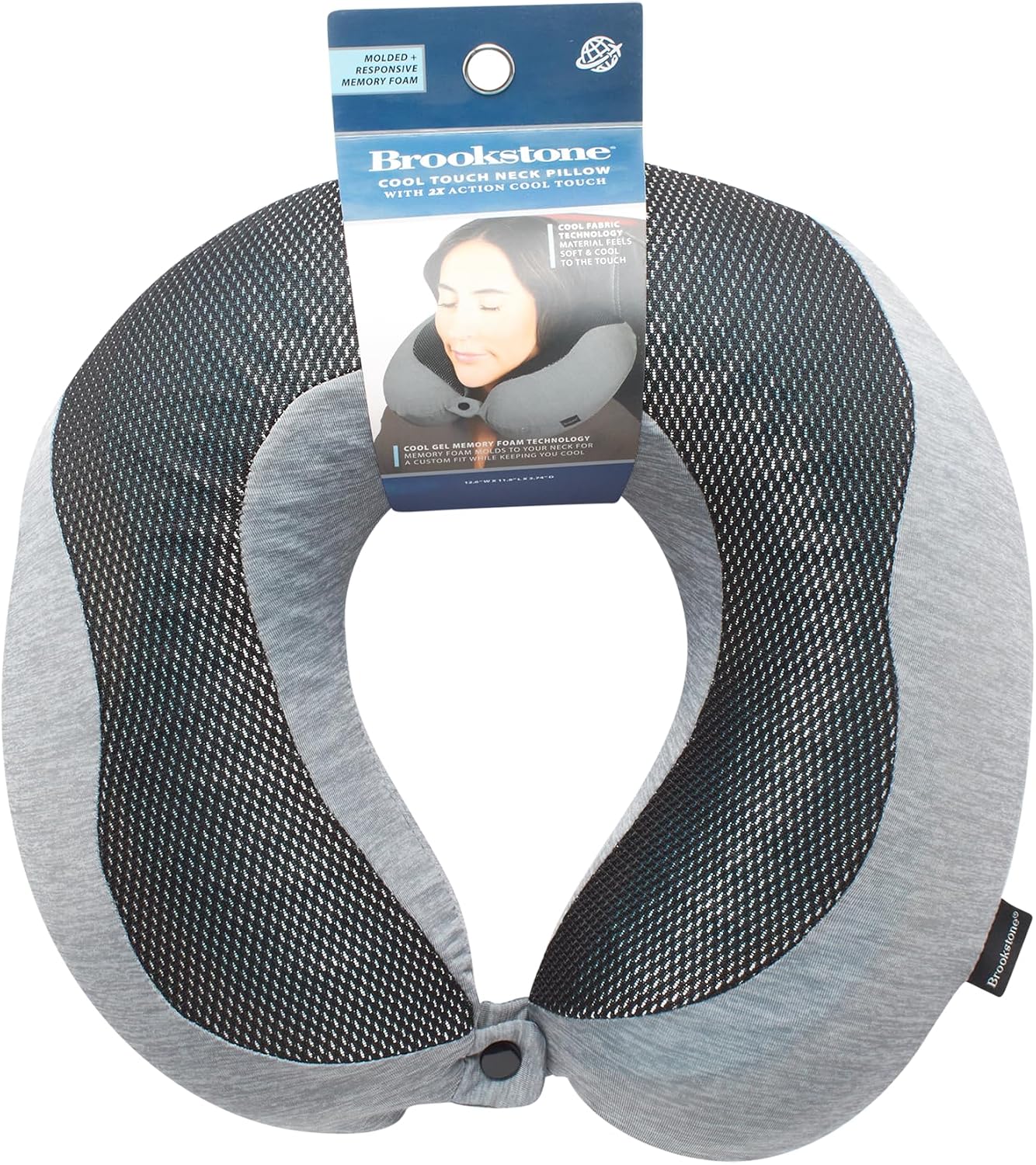 Cool Touch Memory Foam Head and Neck Travel Pillow for Vacations, Airplanes, Trains, Buses, and Cars, Dark Grey