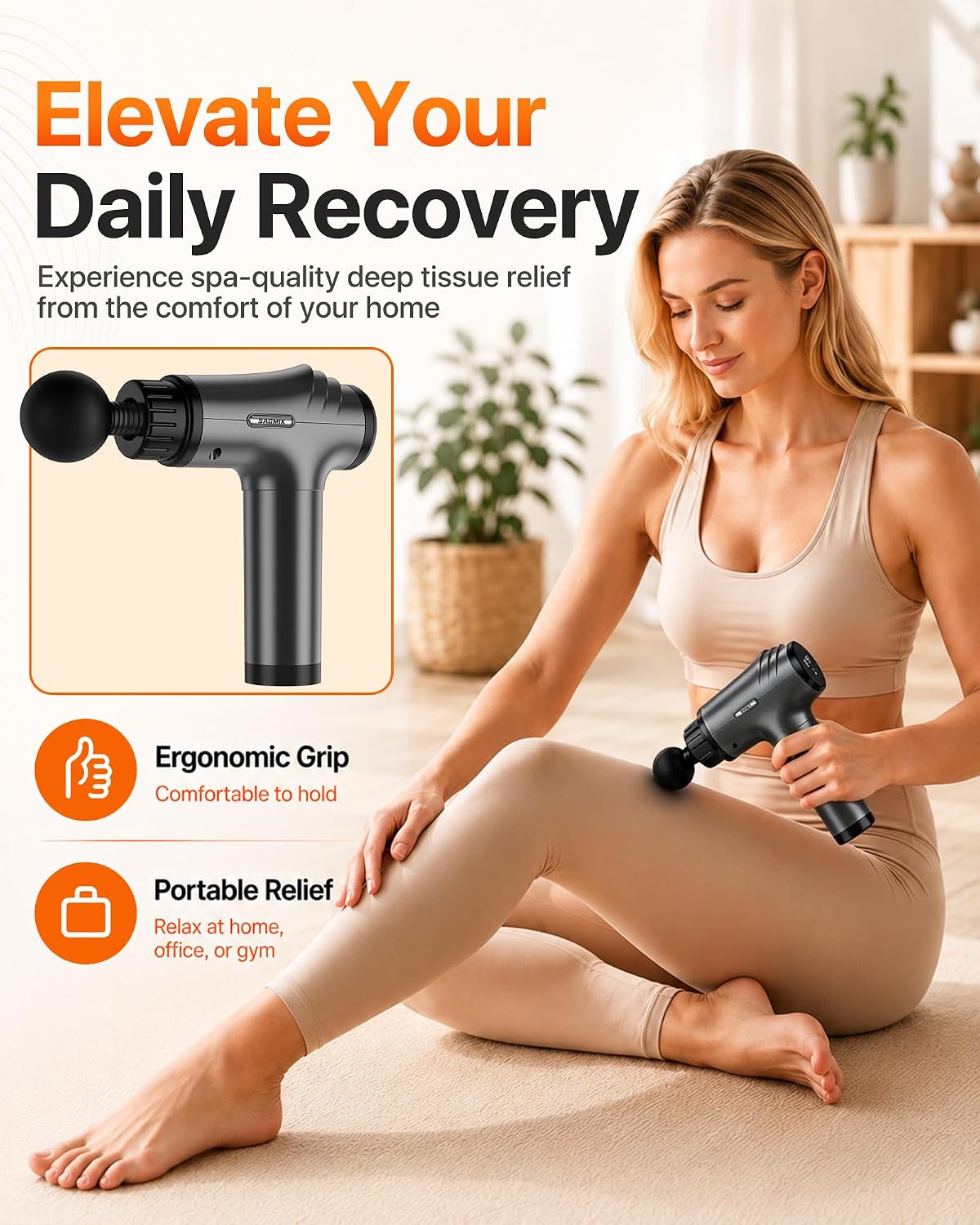 Massage Gun, 30 Speeds, 6 Heads, Quiet Deep Tissue Muscle Massager