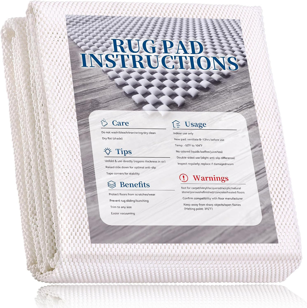 Non-Slip Rug Pad 3x5 Ft – 3'x5' PVC Anti-Slip Carpet Gripper Mat, 3 by 5 Feet Non Slip Pad for Area Rugs, Under Rug Padding for Hardwood Floors, Carpet Gripper Mat for Floors