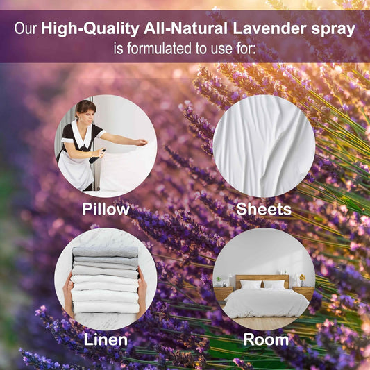 100% Natural Lavender Spray | 2-Pack | for Relaxing - Room & Linen Spray for Sleeping - Calming Essential Oil for Pillows and Sheets 4 Fl Oz