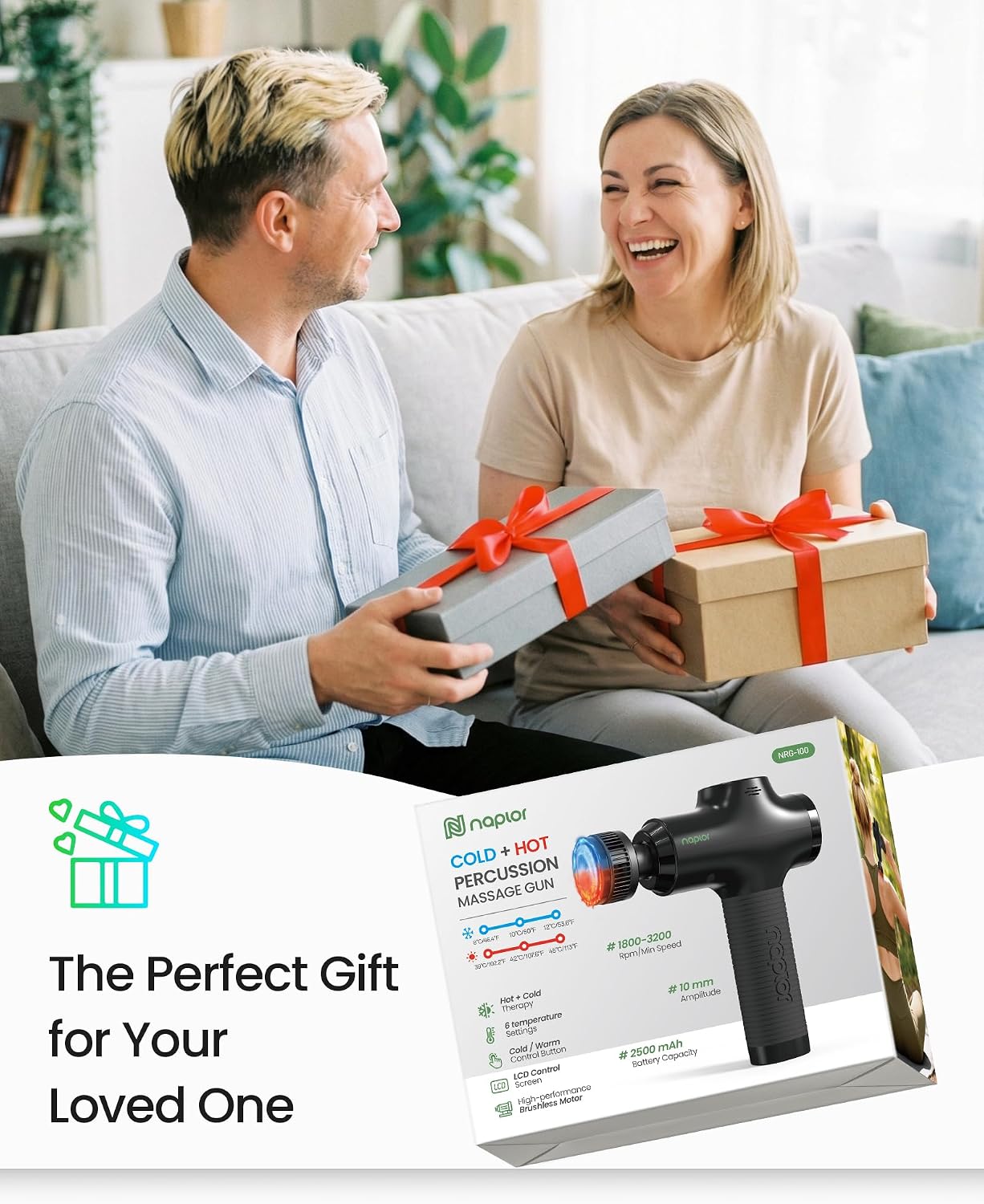 Massage Gun with Heat and Cold, Deep Tissue Percussion Massager Gun