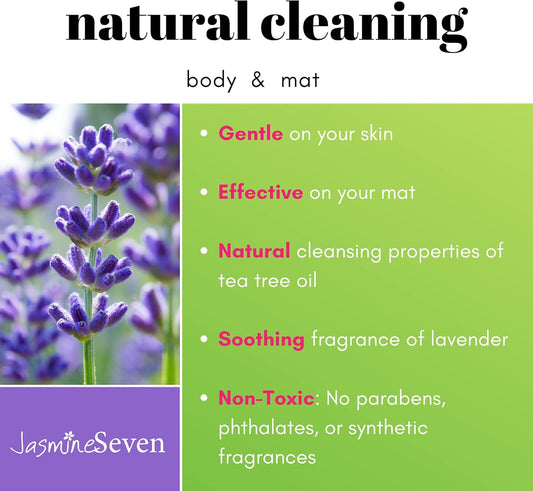 Yoga Wipes for Body and Mat - Natural Lavender and Tea Tree - 45 Wipes in Resealable Canister