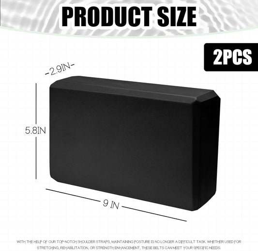 2 Pcs Yoga Blocks, 9x6x3 Inch Foam Blocks for Pilates | High density EVA foam Yoga Props lightweight non-slip surface for meditation stretching balance training