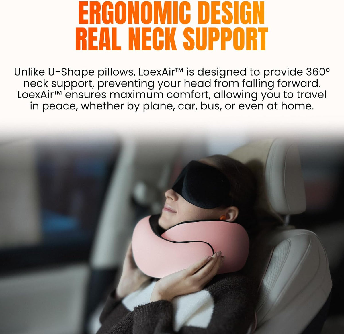 ™ Hooded Pro Travel Pillow - Memory Foam Neck Support Pillow for Airplane, Flight - Super-Soft Pure Cotton Fabric, Maximum Privacy & Light-Block Design, Lightweight Full Travel Kit - Dark Grey