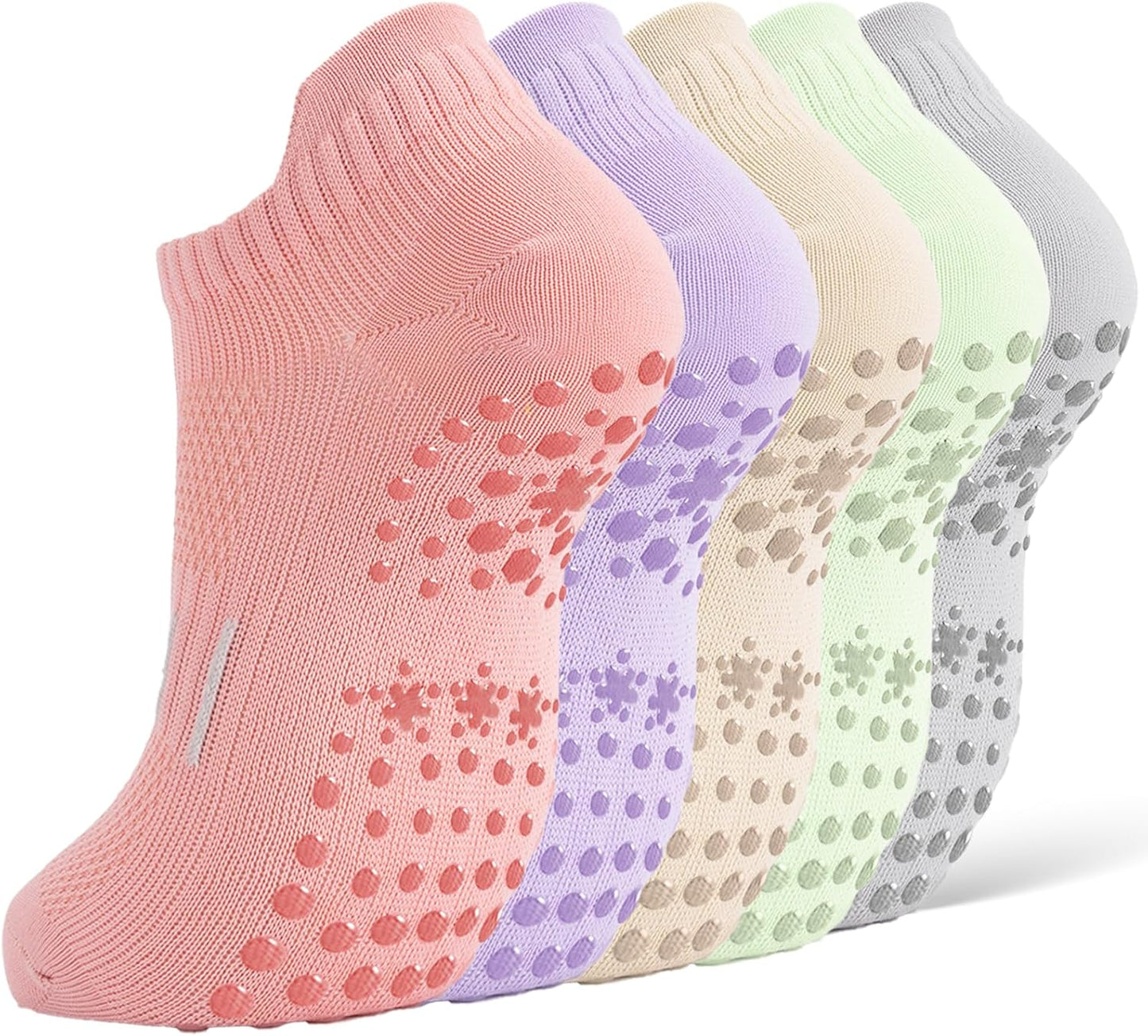 5 Pairs Pilates Socks Yoga Socks with Grips for Women Non Slip For Barre, Ballet, Dance, Home