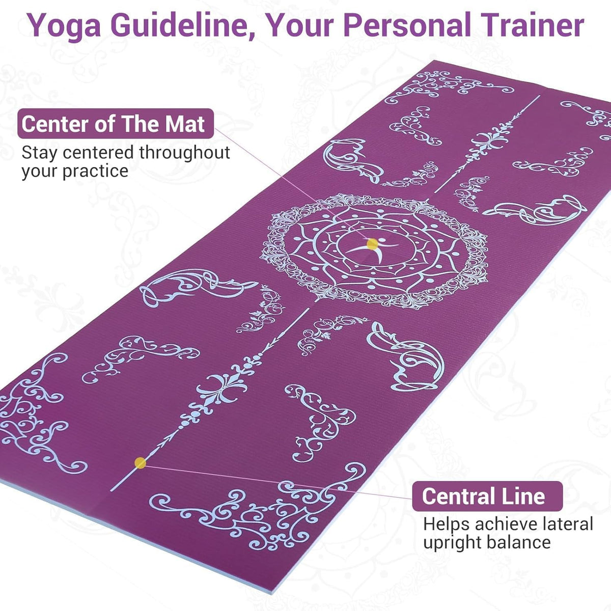 Folding Yoga Mat, Eco-Friendly PVC Travel Yoga Mat Packable, Double Sided Non-Slip Printed Yoga Mats with Bag for Home Workout Gym Exercise Fitness Pilates Stretching (72" x 32" x 0.24" Thick)