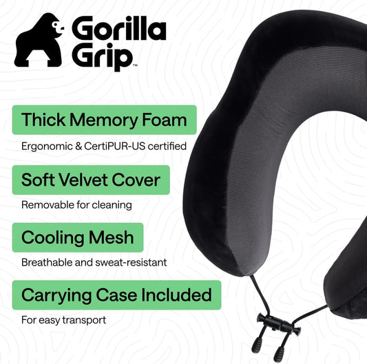 Travel Neck Pillow for Airplanes, Travel Essentials, Black