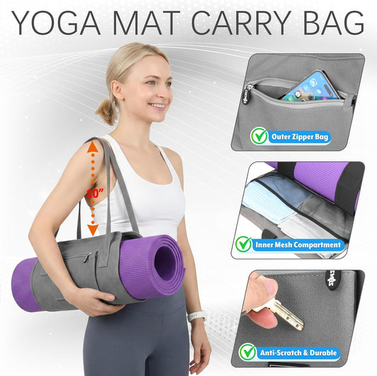 Exercise Yoga Mat Carrying Shoulder Strap Bag with Internal and Outside Storge Pocket (Yoga Mat is NOT Included)