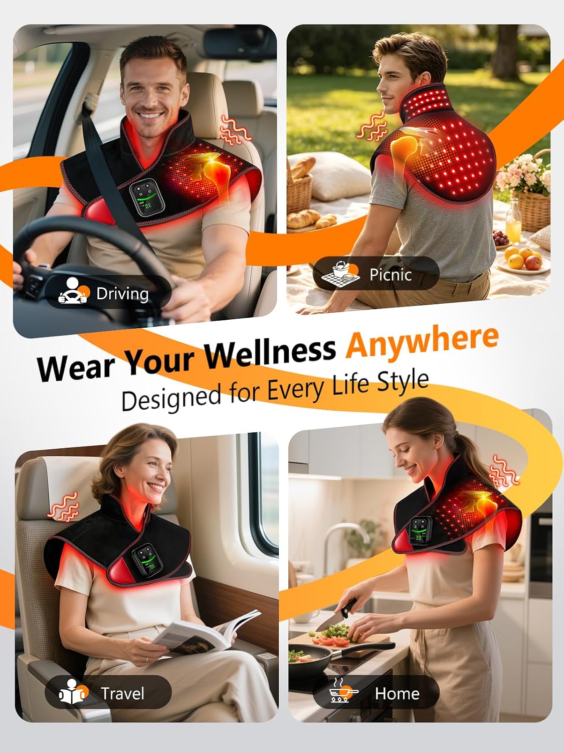 Red Light Therapy for Neck Shoulder 118 LEDs with Heat & Vibration