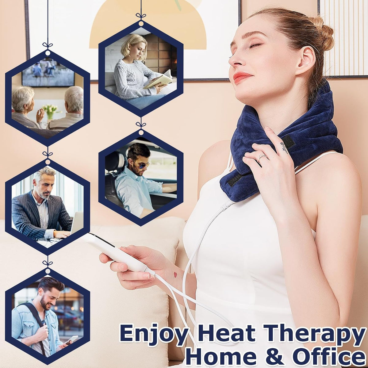 Electric Neck Heating Pad for Pain Relief, 86℉-158℉ & 30S Heating Heated Neck Wrap Warmer for Soreness Stiffness, Super Soft Heated Scarf, Neck Heat Pad, Auto Shut-Off Timer, Gifts for Women