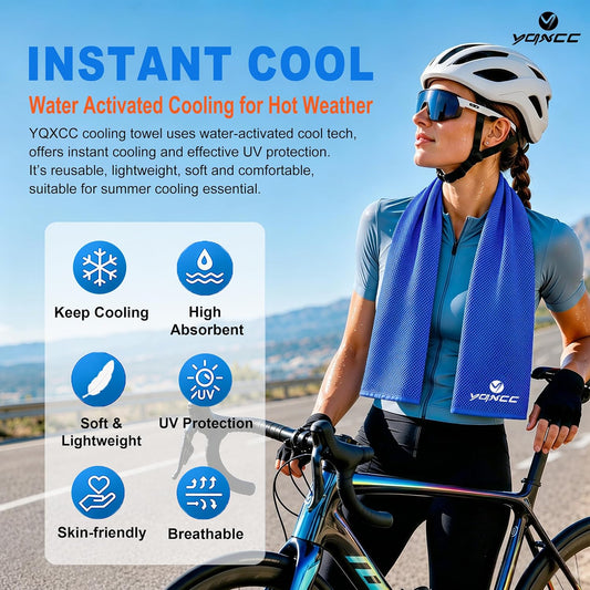 4 Pack Cooling Towels (40"x12"), Ice Cool for Neck & Face