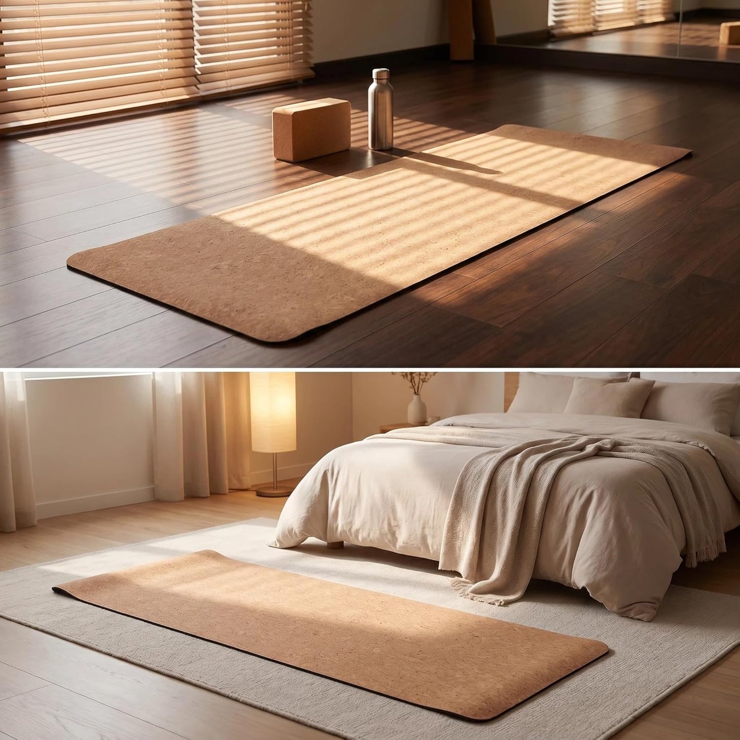 Cork Yoga Mat 6mm Extra Thick Cushioning High Density Natural Rubber Exercise Pad 72 x 24 Inch for Home Gym