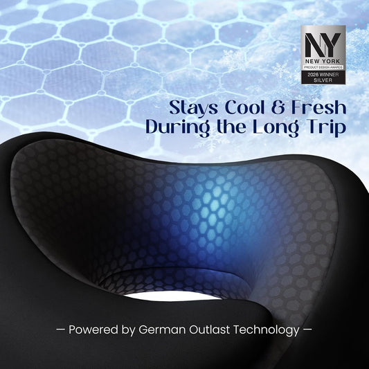 ® Memory Foam Travel Neck Pillow for Airplanes, Charcoal Gray