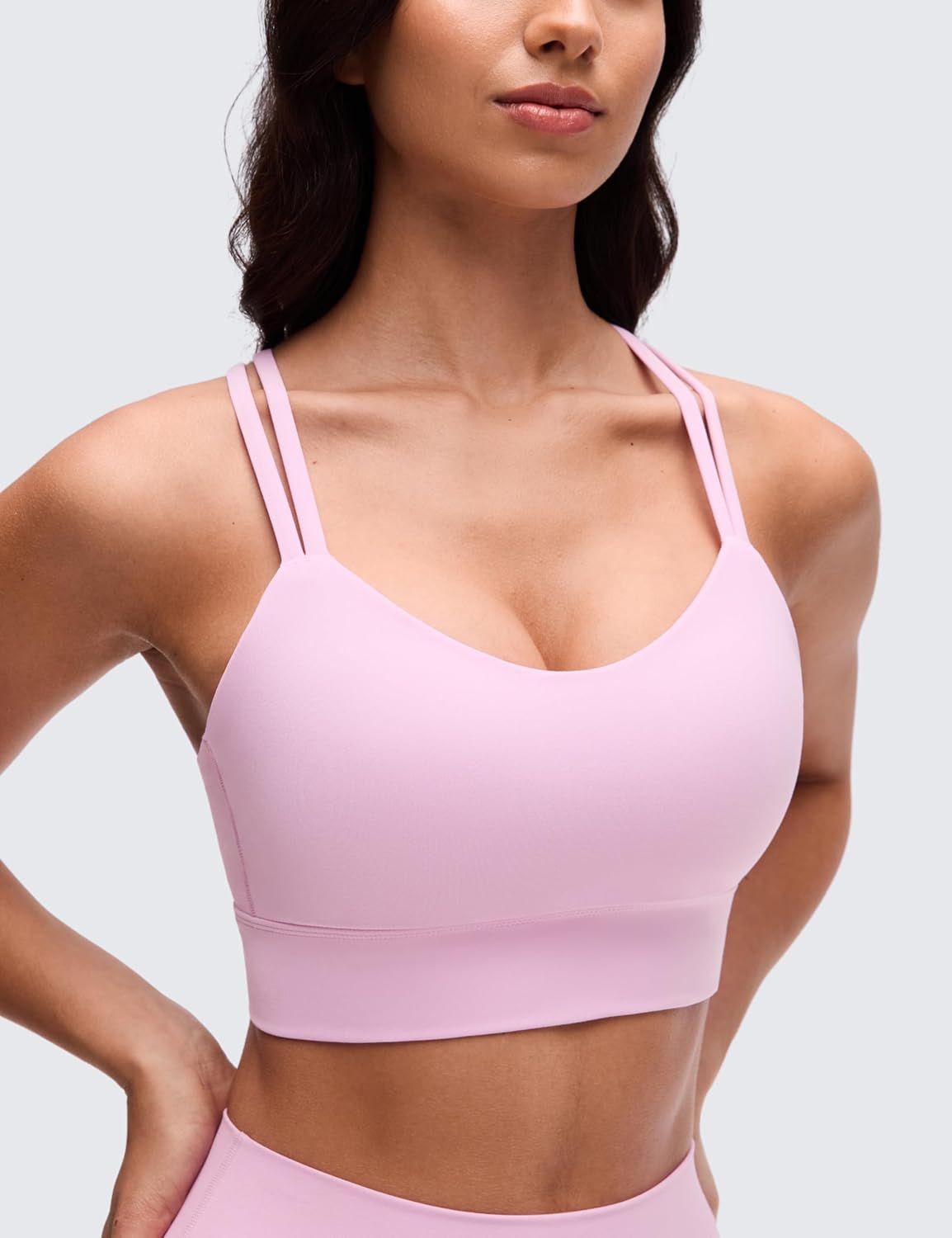 Softness Mold Butterluxe Sports Bras | Molded Cup, Light Support, Yoga, Extremely Soft, Longline, Strappy Back, Scoop Neck, for Women