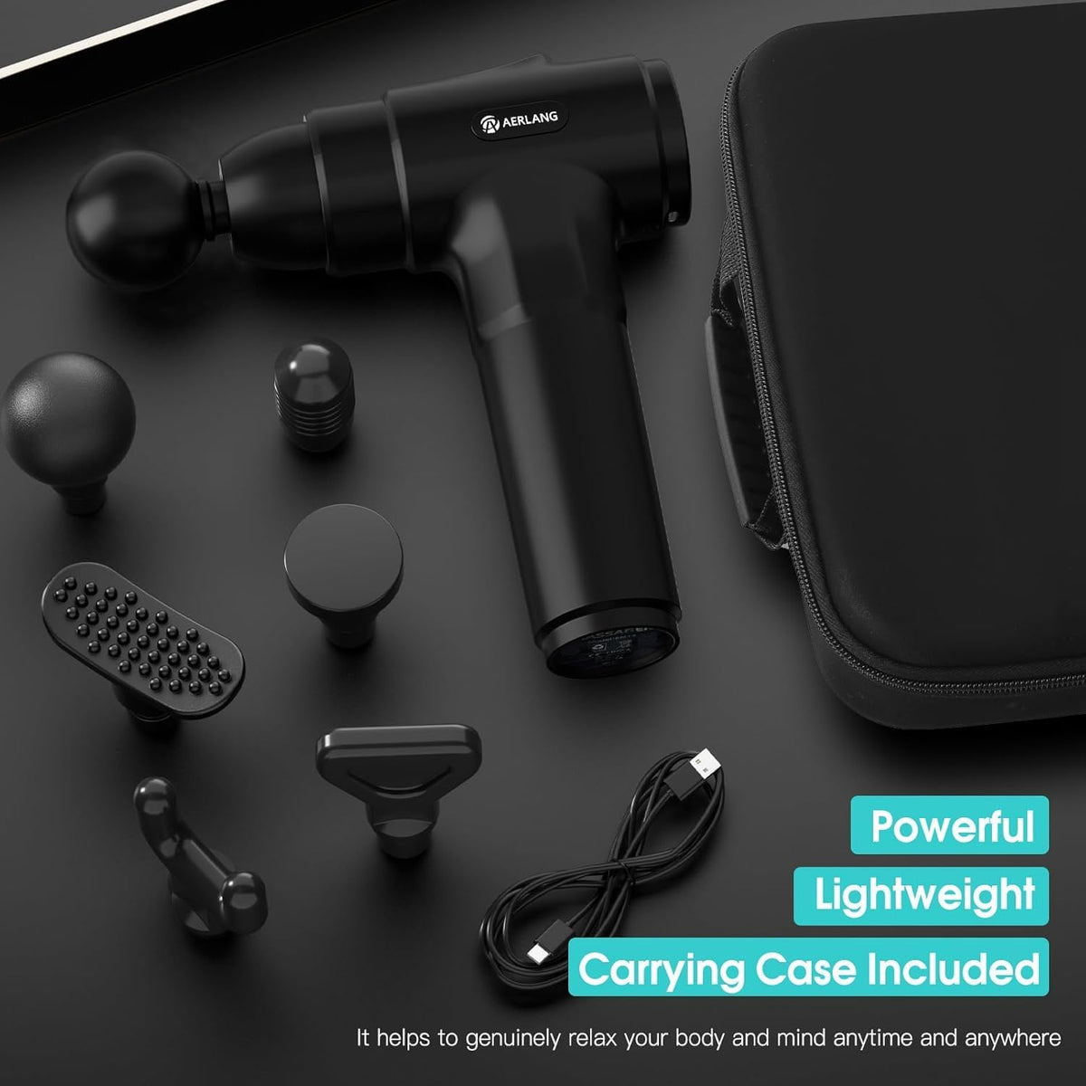 Muscle Massage Gun, Back Massager Deep Tissue Gun for Athletes to Relief Pain and Relax with 20 Adjustable High Intensity Speeds 6 Heads, Body Carrying Case