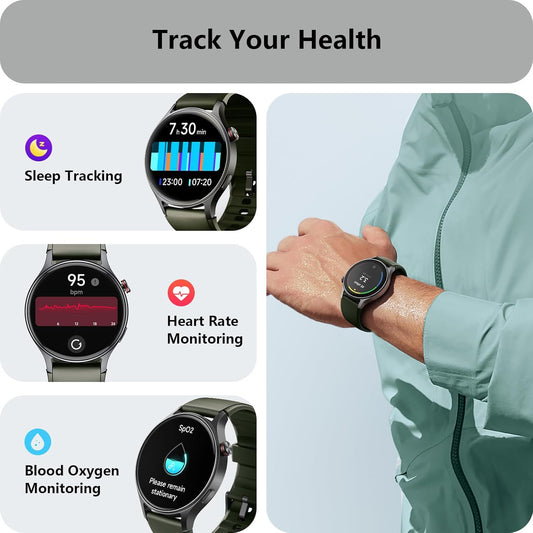 Smart Watch for Women, Answer/Make Call, 1.32'' AMOLED Ultra-Clear Screen Fitness Tracker with Heart Rate/Sleep/SpO2 Monitor, Smartwatch for iPhone/Samsung/Android, 110+ Sport Modes, 3ATM Waterproof