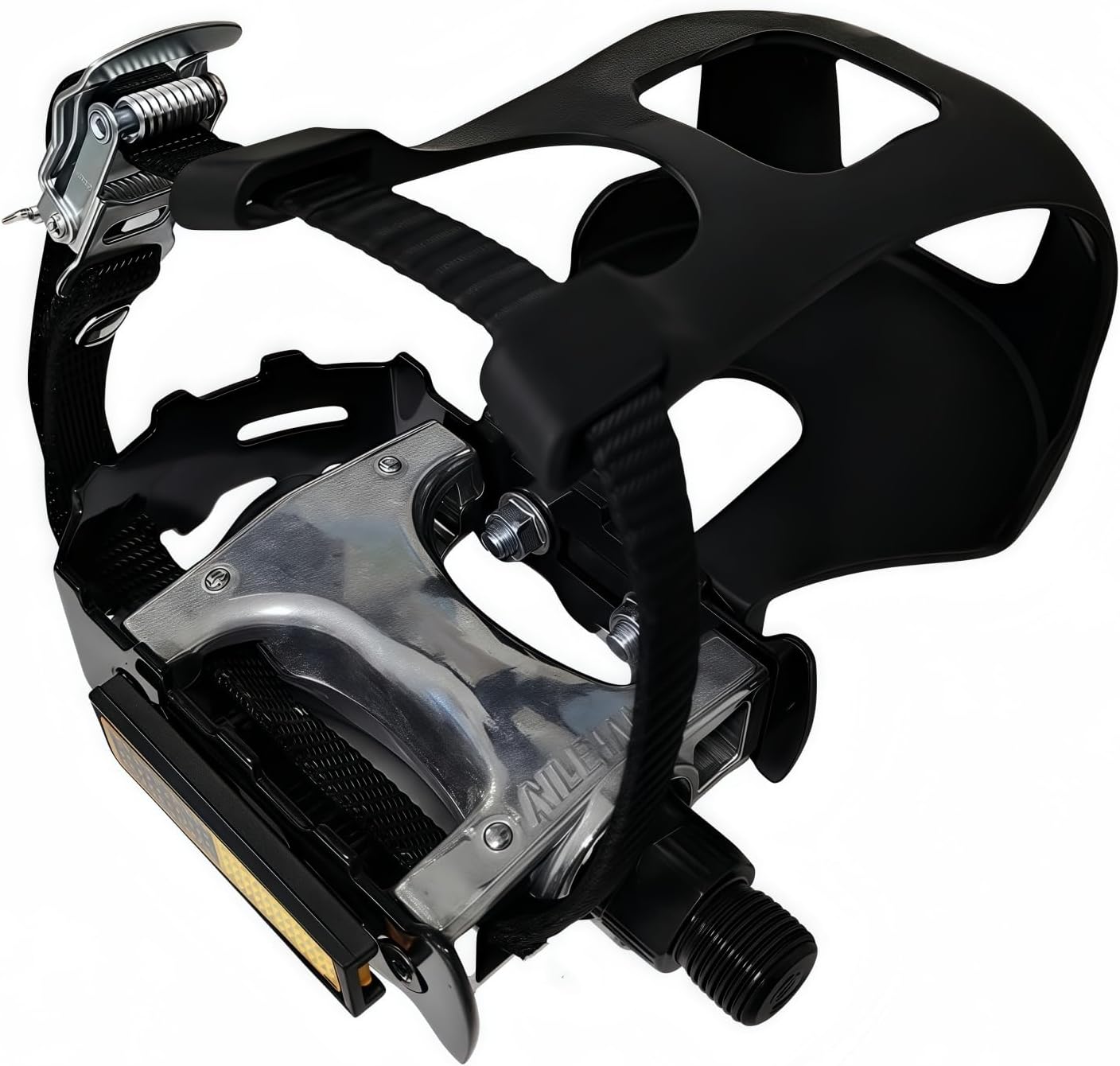 Pro-Grade Spin Bike Pedals with Toe Clips & 4D Adjustable Straps - 9/16" Alloy Spindle for Mountain Road Bikes/Peloton/Schwinn/Sunny Bikes | 500lb Load Capacity + 12-Month Warranty