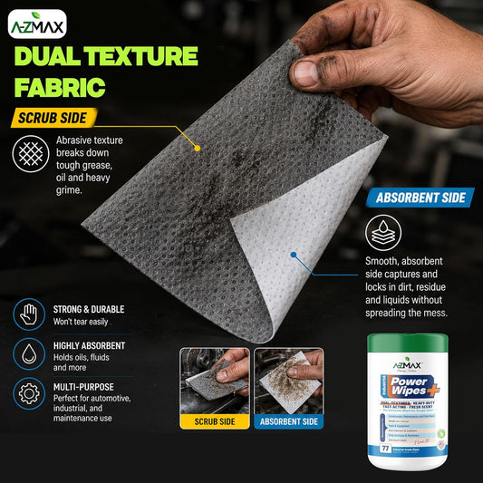 Multi-Surface Cleaning Wipes, 77 Extra Large 12 x 9 Inch Heavy Duty Disposable Clean Wipes for Home Auto Garage, Individually Wrapped Wipes, 2 Pack