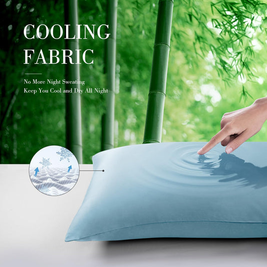 Cooling Queen Pillowcases Set of 2 Breathable Cool Silky Soft Rayon Derived from Bamboo Fabric, Moisture Wicking for Hot Sleepers, Hair and Skin Friendly, Dark Grey, 2 Pack, 20x30IN
