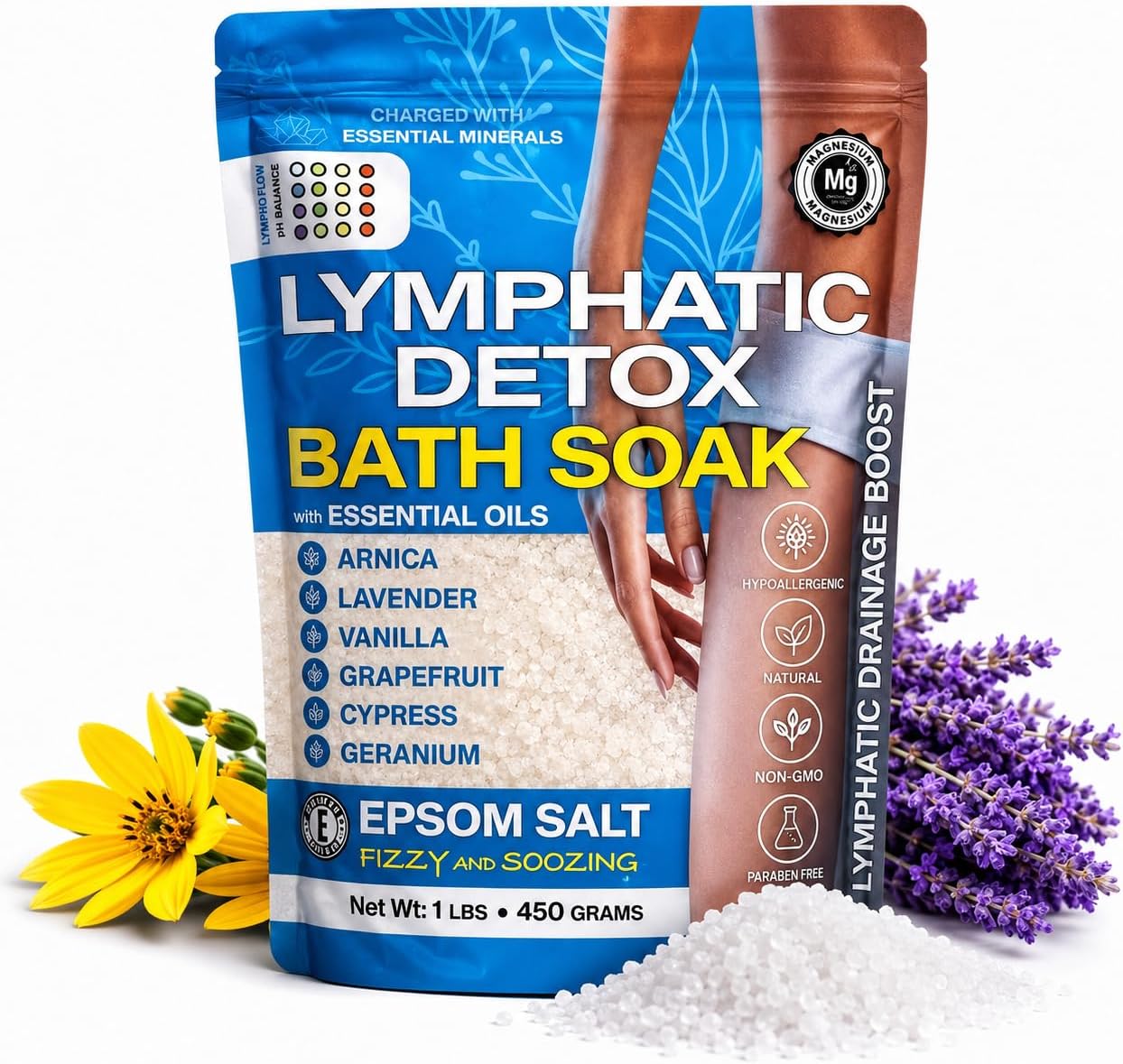 Bruizex Arnica Montana Bath Salts, Epsom Salt Bath Soak with Magnesium, 1lb