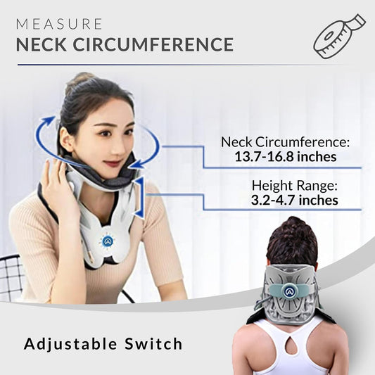 Neck Traction Device by Air Collar - Neck Stretcher - Cervical Traction Device - Neck & Shoulder Pain Relief - Stretcher Collar for Improved Spine Alignment (2nd Gen Electric Pump) - See Size Chart*