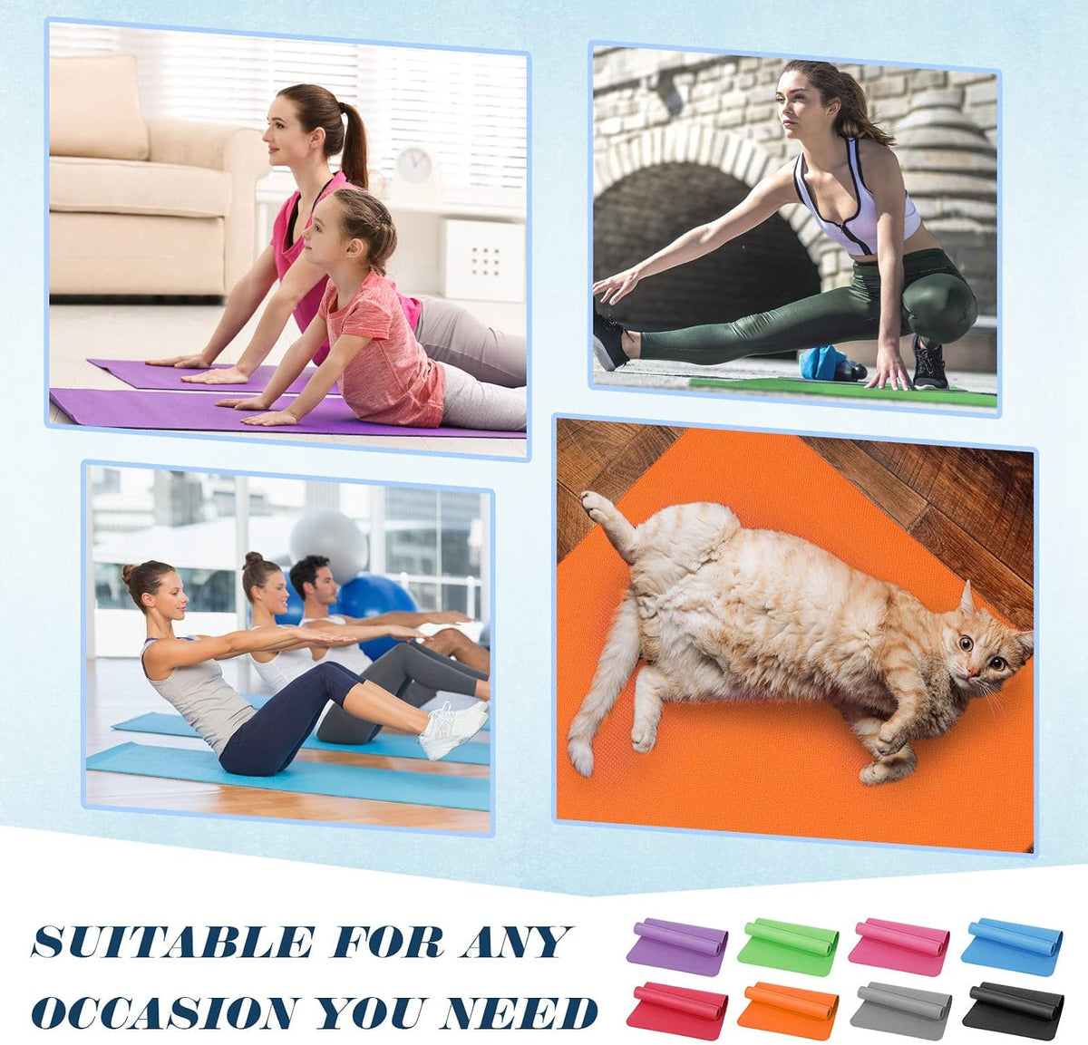 16 Pack 68" x 24" x 4 mm Yoga Mats Bulk Gym Bundle Thick Eva for Kids and Adult Latex Free Exercise with Non Slip Texture for Outdoor Yoga, Workout or Pilates