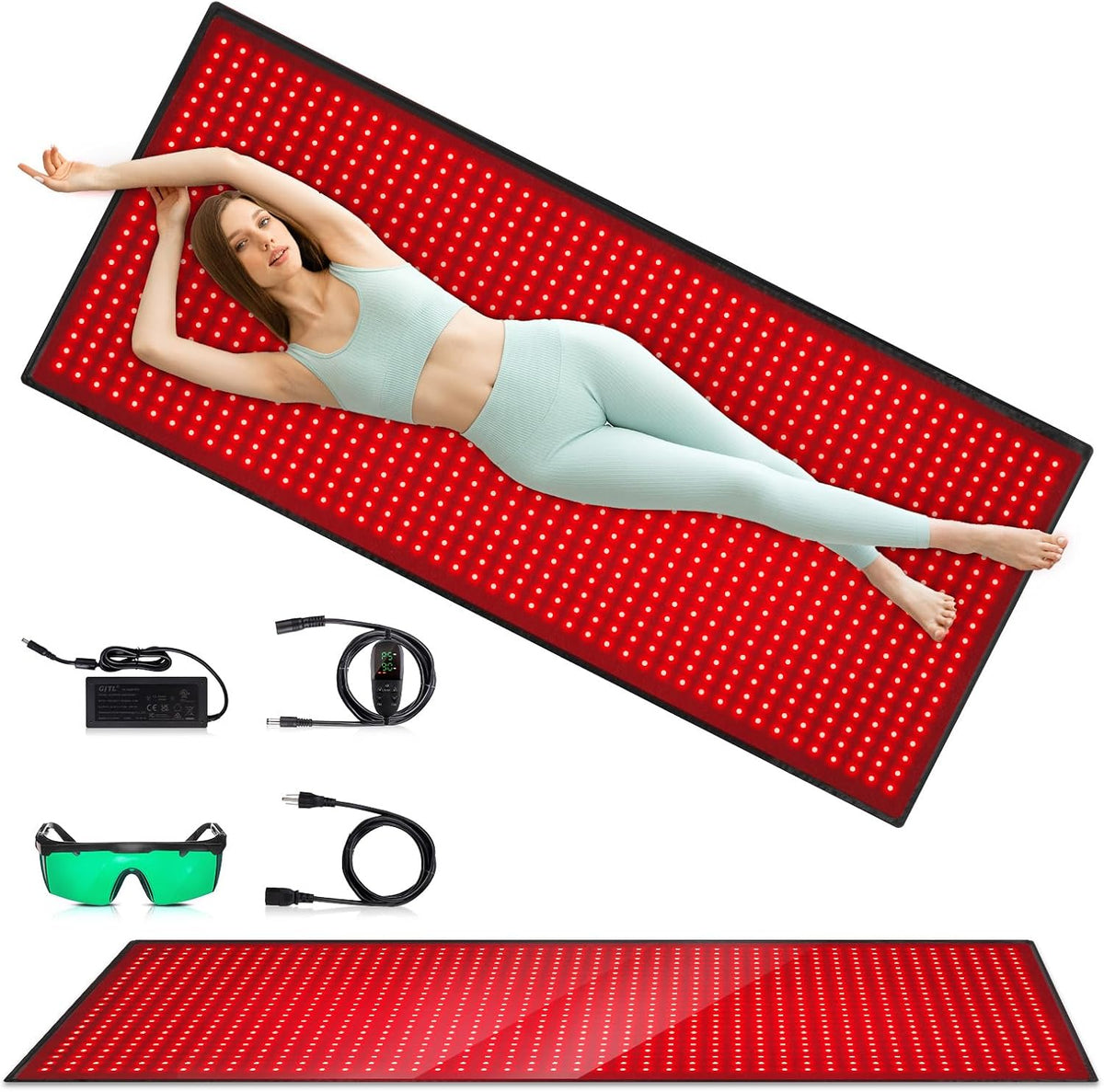 Red Light Therapy for Body, 660nm 850nm Infrared Light Therapy Pad, Wearable Wrap with Timer Remote Control for Back Shoulder Waist Knee, Infrared Light Device Home Use, 12.4'' x 5.7'' Large Area