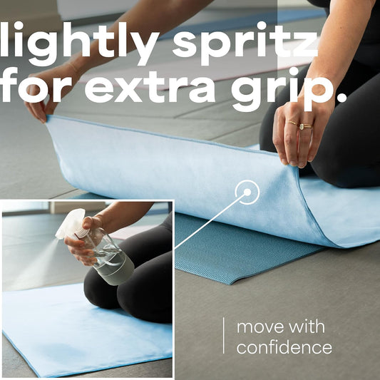 . Aura Yoga Mat Towel, Quick Dry Towel, Soft and Absorbent for Gym, Pilates, and Hot Yoga Mat, 1 Pack, 26.5 inches x 72 inches, Microfiber, Blue