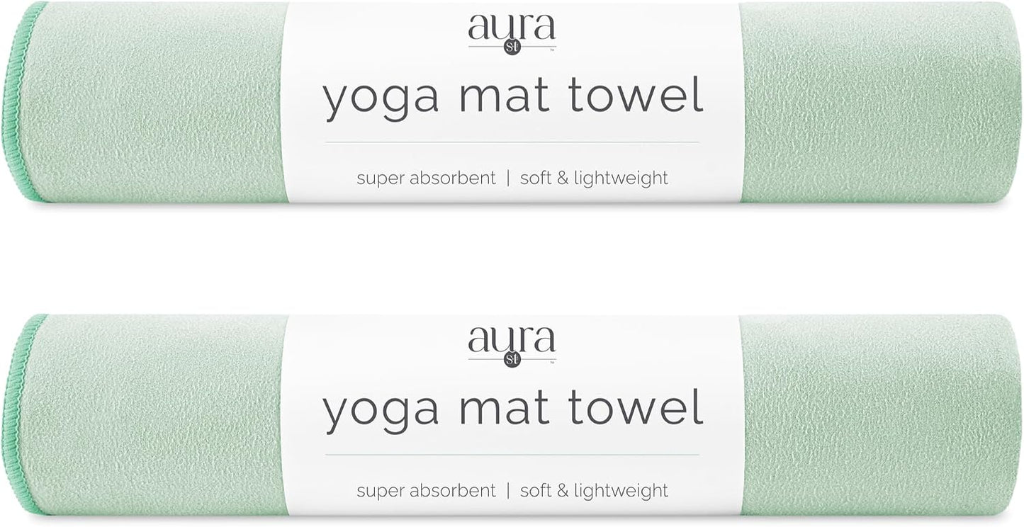 . Aura Yoga Mat Towel, Quick Dry Towel, Soft and Absorbent for Gym, Pilates, and Hot Yoga Mat, 1 Pack, 26.5 inches x 72 inches, Microfiber, Blue