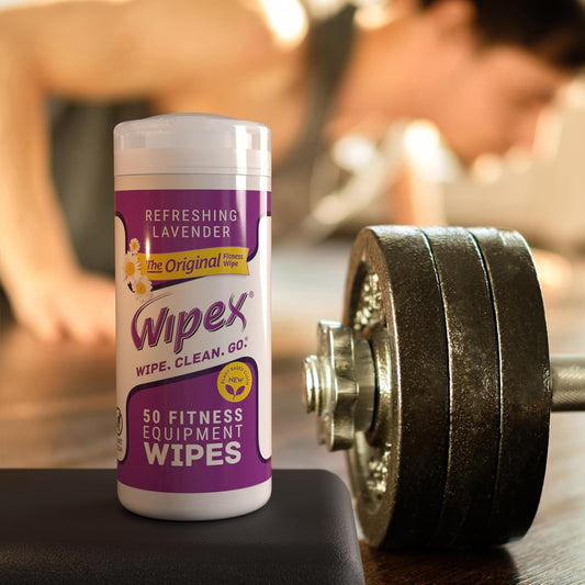 Original Fitness Equipment Wipes -EWG Verified - 50 Count Plant-Based No-Lint Cloth Gym Wipes for Workout Equipment, Yoga Mat Cleaner, Peloton Cleaner with Lavender Essential Oil & Vinegar