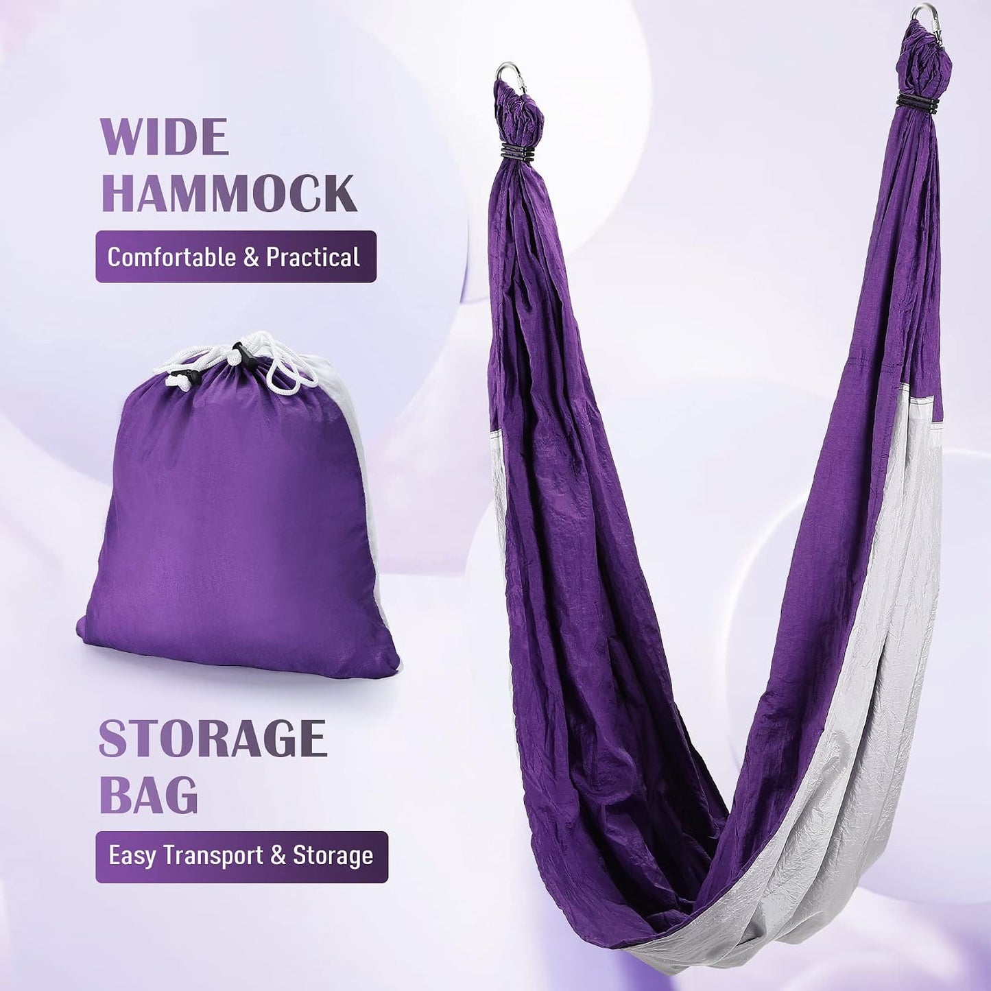 Aerial Yoga Swing Sling Strong Yoga Hammock Kit Set Trapeze Inversion Equipment Include 2 Extensions Straps and Ceiling Mounting Kit