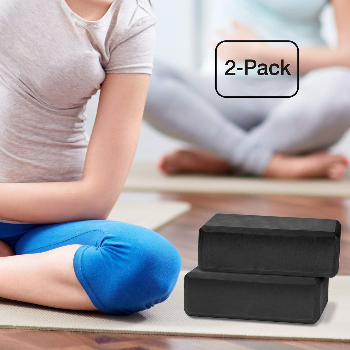 Thin Yoga Blocks 2 Pack, 9" x 6" x 3" High Density EVA Foam Yoga Block Exercise Bricks, Eco Friendly & Lightweight, Increase Flexibility & Balance, Great for Stretching & Holding Poses