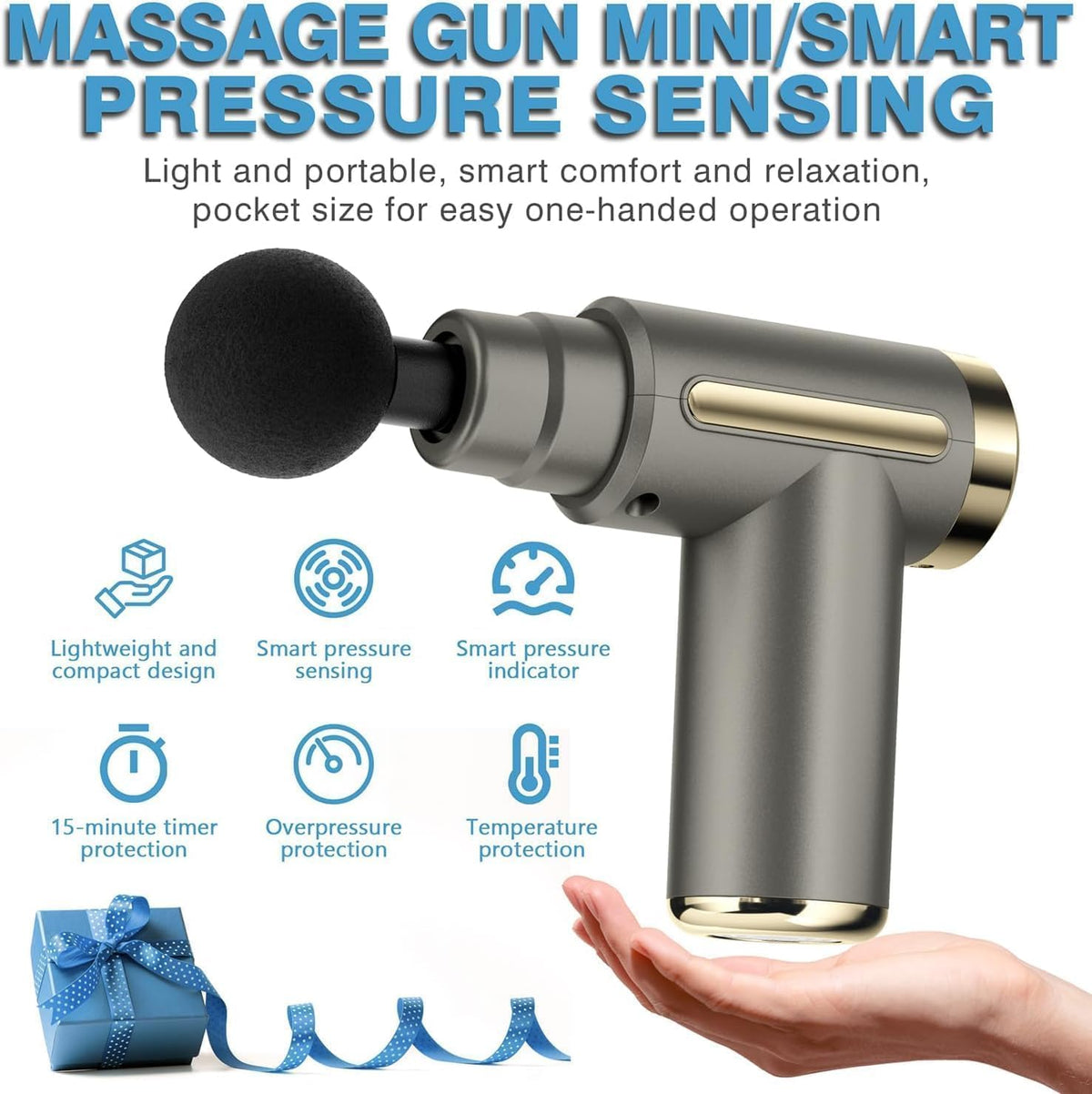 Mini Massage Gun with Case, Deep Tissue Muscle Massager with 6 Speeds & 4 Heads, Super Quiet Handheld Percussion Massager for Pain Relief, Athletes, Office Workers & Parents, Portable Gift