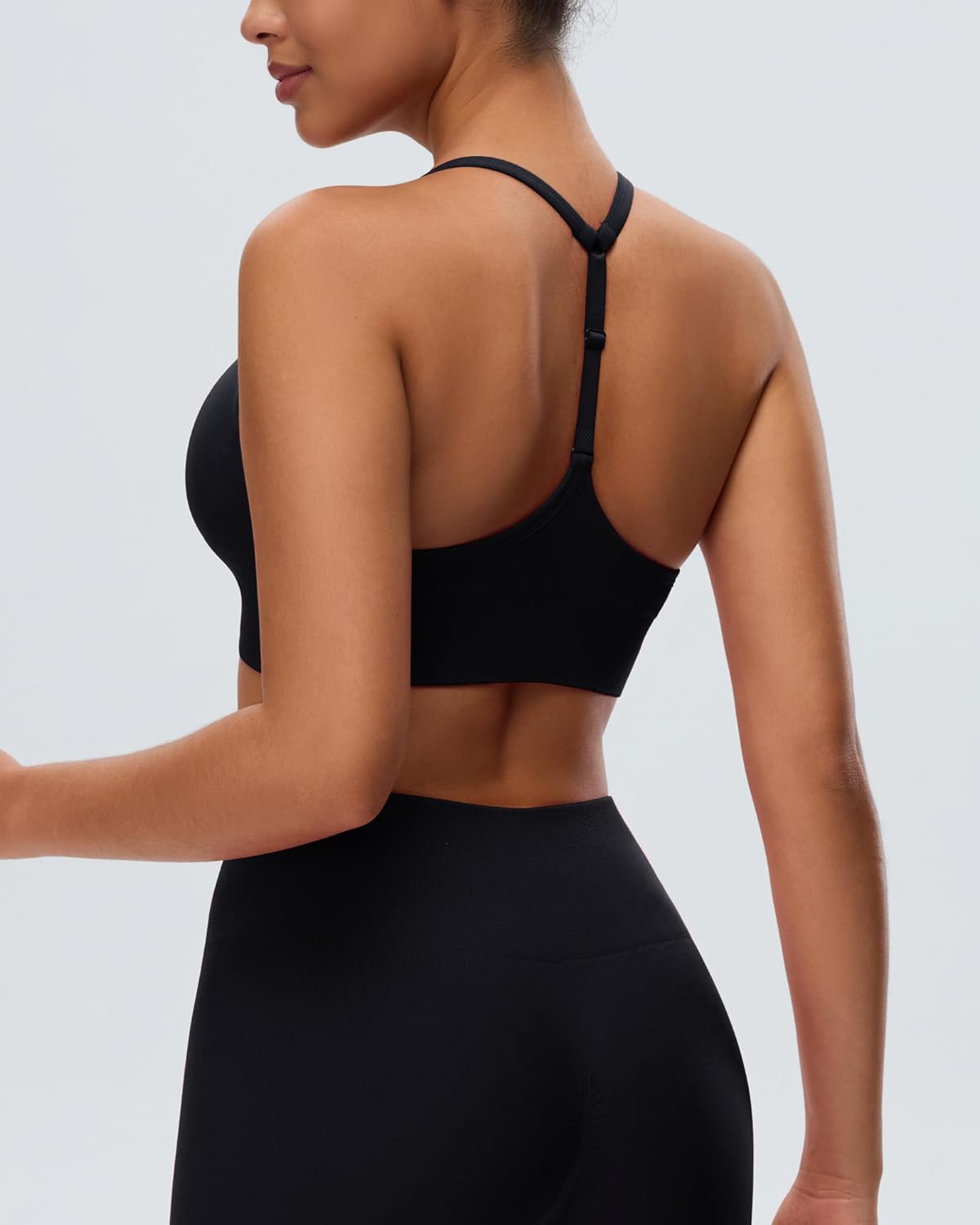 Women's Sports Bras Deep V Neck Adjustable Y Back Spaghetti Strap Racerback Padded Wireless Yoga Workout Tops