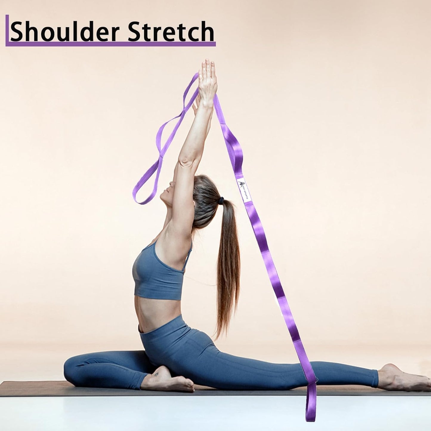 Stretching Strap Yoga Strap for Physical Therapy with 10 Loops, Yoga Straps for Stretching, Upgraded Non-Elastic Stretch Band for Pilates, Dance and Gymnastics with Workout Guide